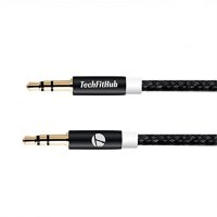 Premium Quality TechFitHub AUX cable - High quality, Braided, Cool colour (3.5mm) auxiliary audio c