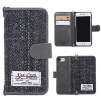 iPhone 7 Book Case MONOJOY iPhone 7 Purse Harris Tweed and Synthetic Suede Leather Wallet Cover wit