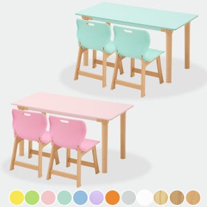 칼라 사각 2인 책상의자세트 학교 유치원 돌봄교실 초등학생