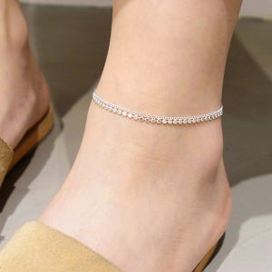 [무배] 실버925 납작 볼 두줄 발찌