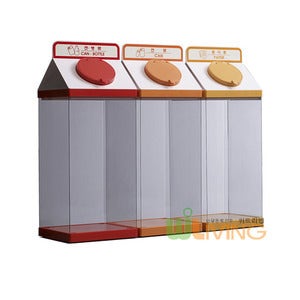 우유팩형투명휴지통50PC몸통+ABS뚜껑(7칼라)(305*305*800/50L*3개)