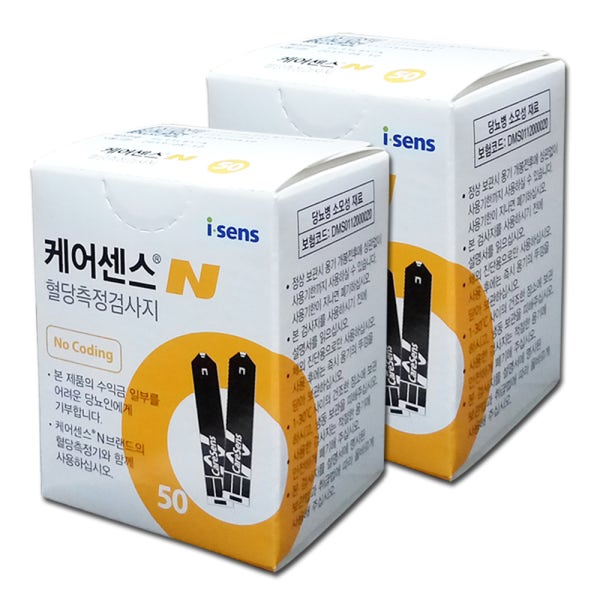 아큐첵마트 케어센스N 혈당측정검사지 100매+알콜솜(4장) 당뇨 혈당 측정 체크지 시험지 측정기
