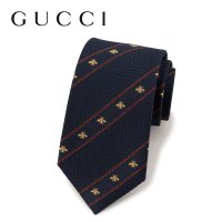 [정품] GUCCI 구찌 벌 스트라이프 명품 넥타이 네이비 15284074