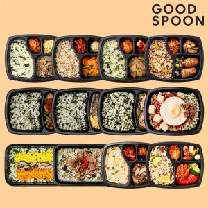 굿스푼 도시락 나물 비빔밥 12팩 맛있는 밥 반찬 건강한 영양 관리 음식 간편 식단