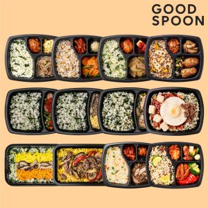 굿스푼 도시락 나물 비빔밥 12팩 맛있는 밥 반찬 건강한 영양 관리 음식 간편 식단