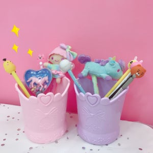 소녀 데코 펜꽂이 브러쉬 화장품 연필 꽂이 소품바스켓 2color