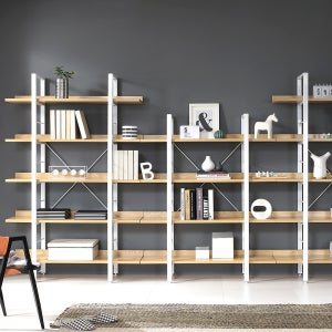 클라츠 와이드책장 4단 책장 원목 수납 서재 인테리어