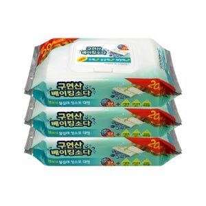구연산 베이킹소다 프리미엄 대형 20매입x3 일회용 청소 물티슈 밀대 청소포 리필 3M