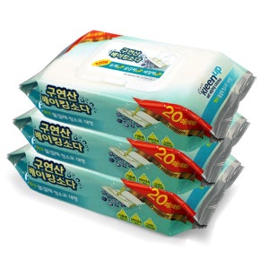 구연산 베이킹소다 프리미엄 대형 20매입x3 일회용 청소 물티슈 밀대 청소포 리필 3M