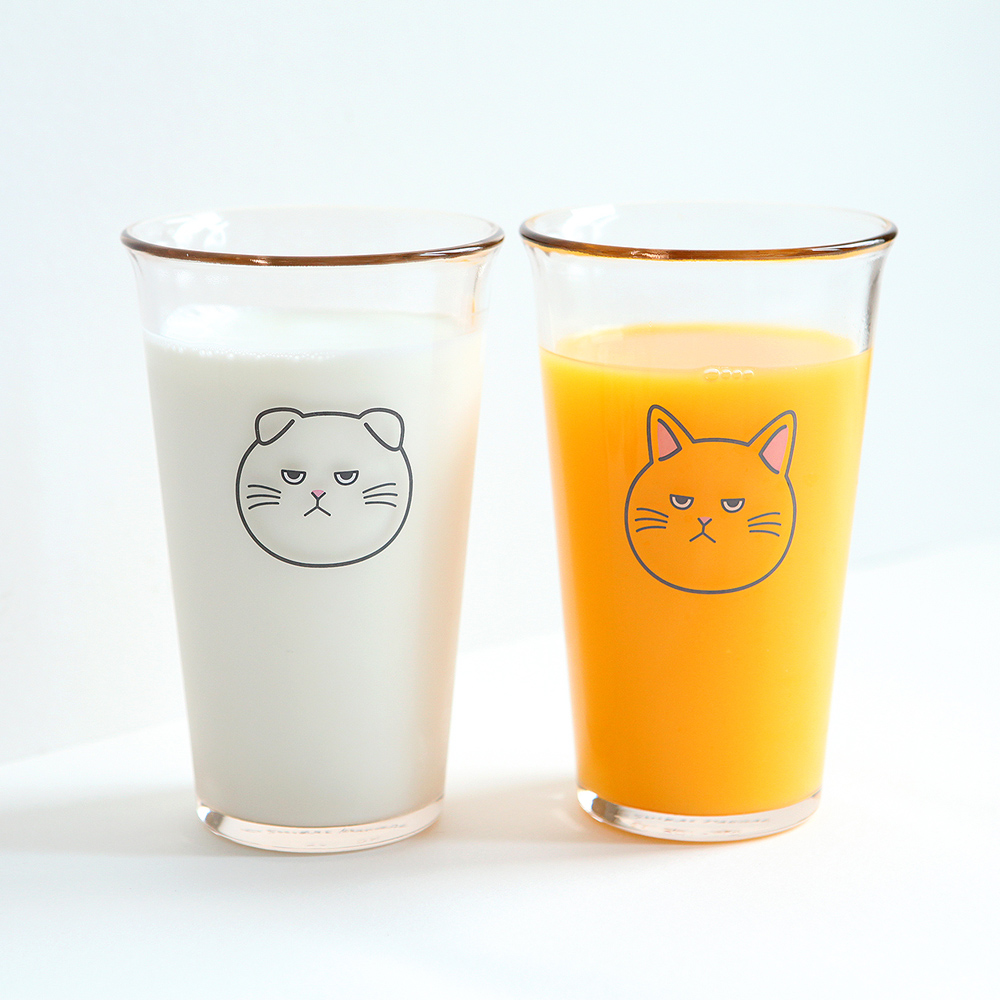 고양이 홈카페 강화 내열 아이스아메리카노잔 아이스라떼잔 유리컵 시로 380ml