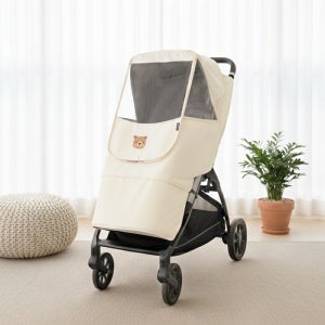 마니또 유모차 방풍커버 멜란지 와펜 범용 커버 베어 크림