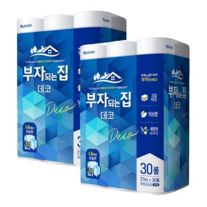 모나리자 부자되는집 데코 3겹 30롤 x 2팩 허브향 두루마리 롤화장지 롤휴지