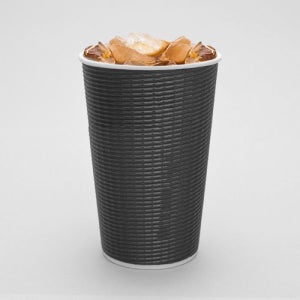 480ml (16온스) 3중 단열종이컵 엠보싱 블랙