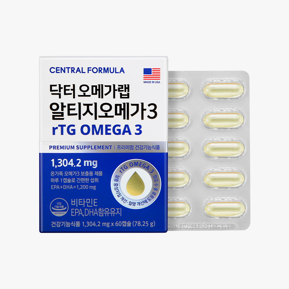 <b>센트럴포뮬러</b> 초임계 알티지 오메가3 EPA DHA 비타민E 60캡슐 (2개월분)