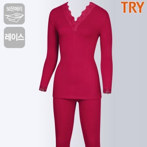 트라이 여성내의 보온메리 면내복 할머니내복 삼중직 레이스여장유