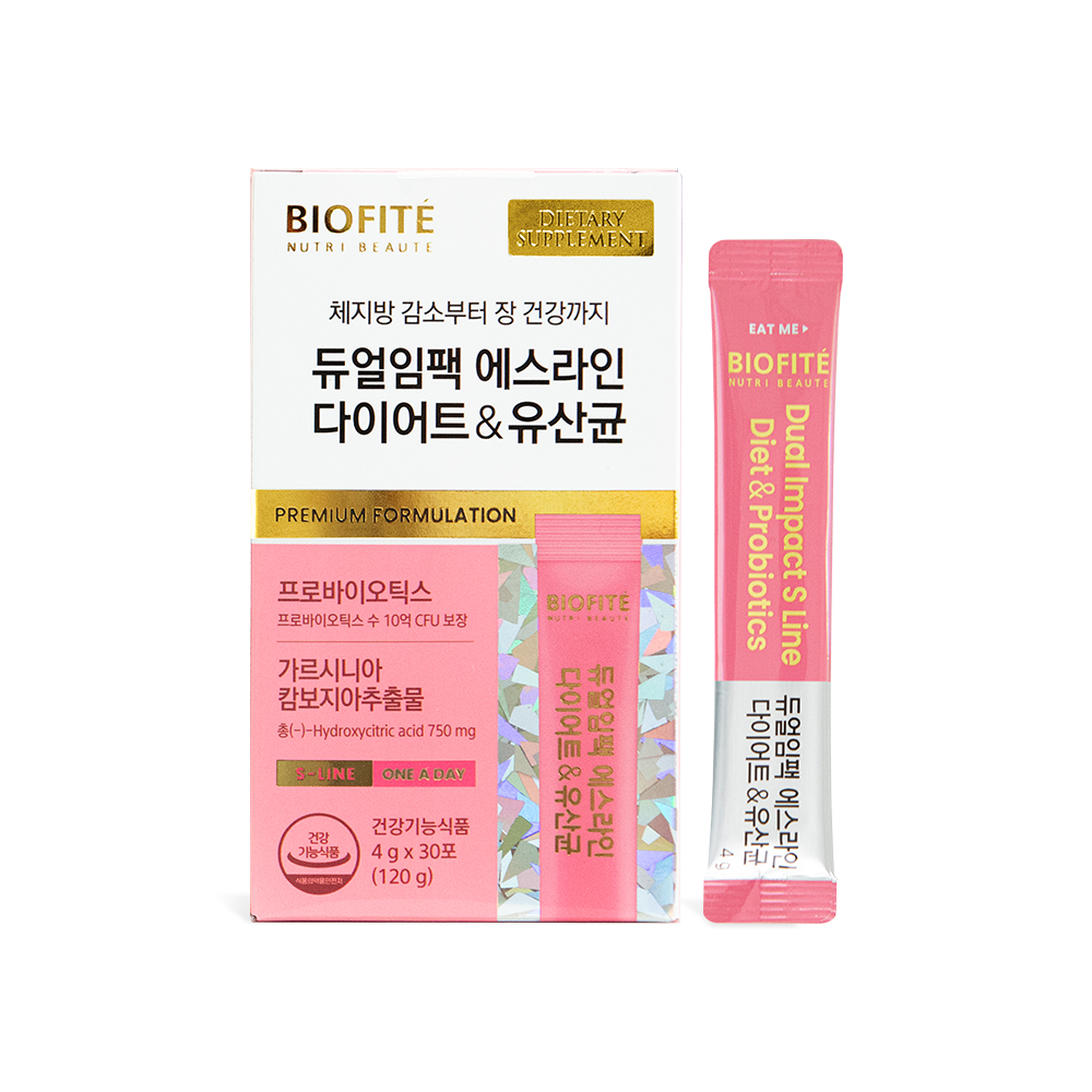 <b>비오피테</b> 듀얼임팩 에스라인 다이어트&amp;유산균 30포