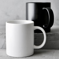 무광 화이트 블랙 머그컵 350ml 커피잔