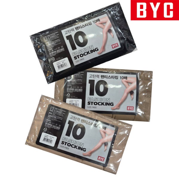 BYC 여자 고탄력 팬티스타킹 10매 벌크 살색 커피색 검정색 스타킹 학생 직장인