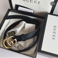 구찌 마몬트 로고 벨트 블랙 2cm - GUCCI MARMONT BELT