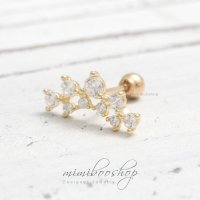 14K 골드 큐빅 반짝반짝 티아라 피어싱- 0.8mm 침두께