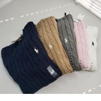 폴로 여성 라운드 면 꽈배기니트 Cotton Cable-Knit Sweater