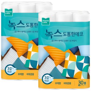 모나리자 녹스 도톰한데코 3겹 두루마리 롤휴지 30m, 30롤, 2팩