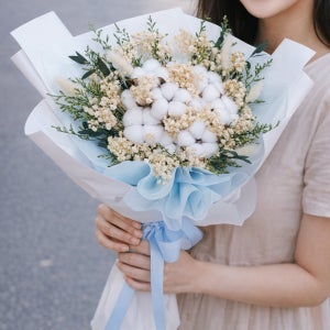 목화꽃다발 프리저브드목화 드라이플라워 기념일꽃선물 졸업식꽃다발