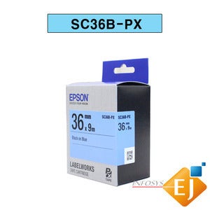 정품 [엡손 EPSON] 라벨테이프 SC36B/SC36B-PX (36mm 파랑바탕/검정글씨)/LW-K200BL,OK730,LW-C410,OK1000P,LW-K600,LW-K460,
