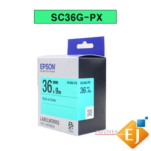 정품 [엡손 EPSON] 라벨테이프 SC36G/SC36G-PX (36mm 녹색바탕/검정글씨)/LW-K200BL,OK730,LW-C410,OK1000P,LW-K600,LW-K460,