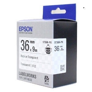 정품 [엡손 EPSON] 라벨테이프 ST36K/ST36K-PX (36mm 투명바탕/검정글씨)/LW-K200BL,OK730,LW-C410,OK1000P,LW-K600,LW-K460,