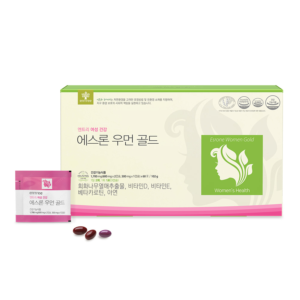 엔트리 에스론 <b>우먼</b> 골드 갱년기 폐경기 <b>여성 호르몬</b> <b>하이리빙</b> 영양제