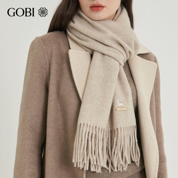 GOBI 고비 캐시미어 100% 오가닉 산양자수 머플러 남자 여자 130x20cm 오트밀 몽골