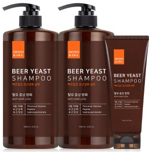 맥주효모 탈모샴푸 1000ml 2개+200ml 1개 지성 두피 각질 바이오틴 남자여자 샴푸