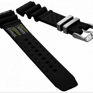 세이코 시티즌 다이버 시계용 고급 블랙 러버 밴드 20mm, 22mm