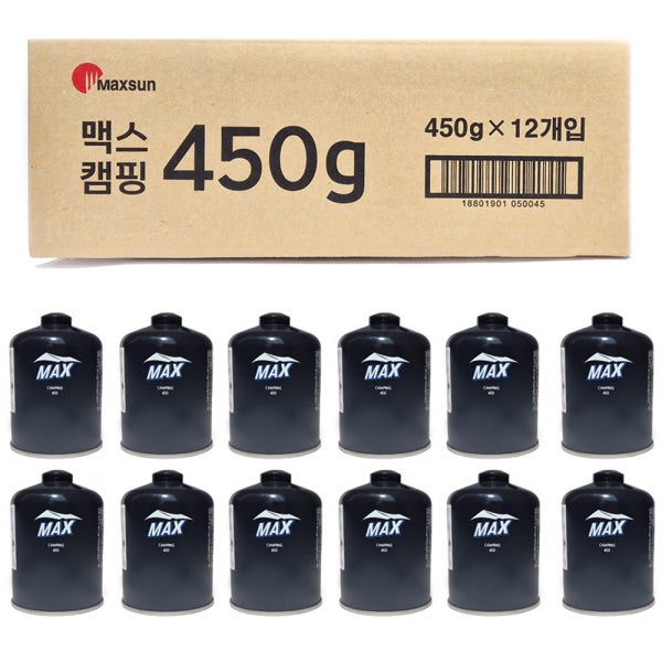 맥스이소가스 이소부탄 450g 12개 1박스 백패킹 캠핑연료