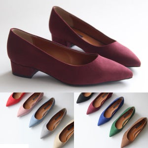 수제공정 스웨이드 스틸레토 미들힐 3cm 플랫슈즈