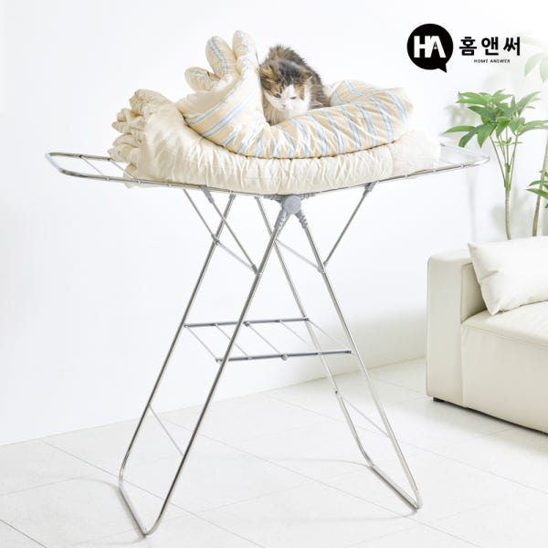 홈앤써 튼튼한 탱크 빨래건조대 베란다 접이식 이불 수건 아기 건조대 스텐 완제품 2단 소형