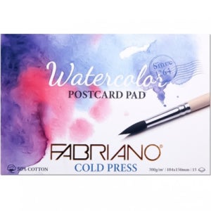 파브리아노 PC02 워터칼라 스케치북 포스트카드 엽서패드 제본 300g (15매입) - 중목 Cold Press 104x150mm