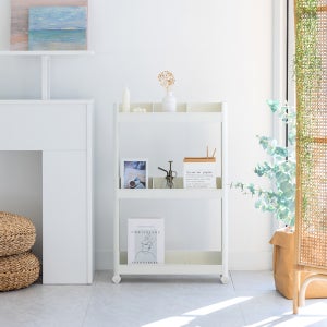 창신리빙 NEW 슬림 틈새선반13cm 3단 이동식트롤리