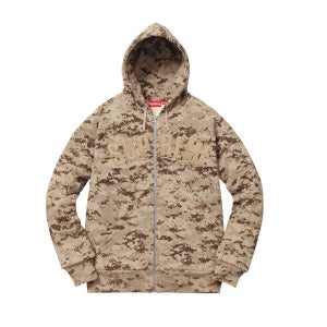 슈프림 아크로고 집업 카모후드 스웨터,Supreme Arc Logo Thermal Zip Up Sweatshirt Tan Digi Camo