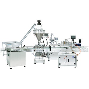 [자동라인] 파우더 분말공급+계량충진기+캡공급기+상단캡핑기 4종세트