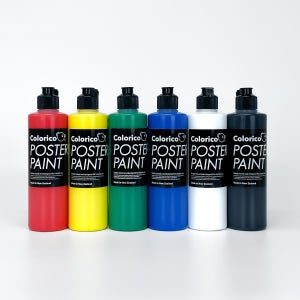 Colorico 포스터페인트 250ml 기본 6색 세트 / 뉴질랜드 스쿨페인트 / 그림 공예 학교 학생 시니어 돌봄 미술수업 수성 템페라 POP 대용량 파스 FAS 물감 페인트