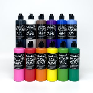 Colorico 포스터페인트 250ml 12색 세트 / 뉴질랜드 스쿨페인트 / 그림 공예 학교 학생 시니어 돌봄 미술수업 수성 템페라 POP 대용량 파스 FAS 물감 페인트