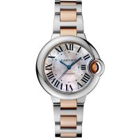 무료 배송 까르띠에 Cartier 발롱 블루 33mm 석영 여성 시계 W6920098