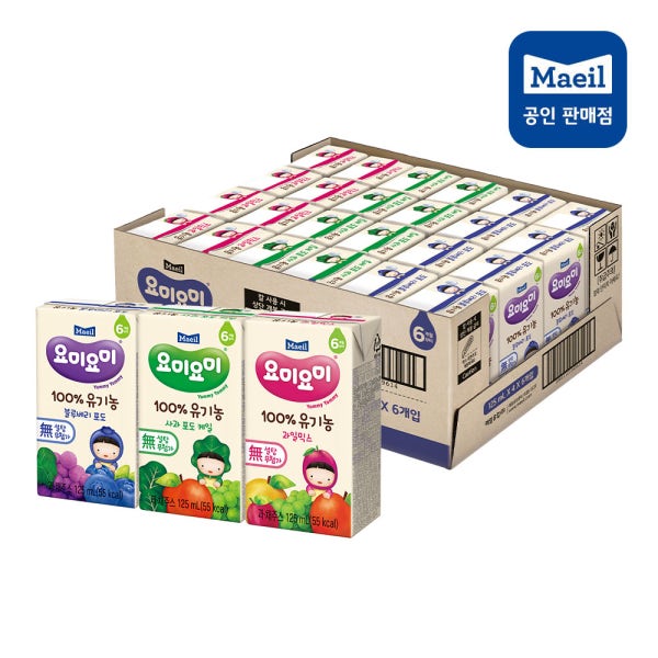 요미요미 유기농주스 혼합구성 125ml 3종 총24팩 어린이주스 아기 음료 야채 과일