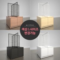 메쉬망 진열대 목재 +자 서랍 진열집기(MWT-KC27) 주문제작 매장매대 수납 진열장 망집기 상품진열대 행사매대 마트 의류매장 스포츠 골프매장 매장진열대 매장매대 망진열대