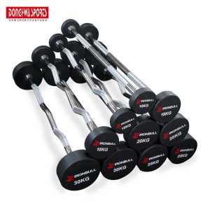 헬스장 고정식 바벨 200kg세트 일자바 컬바 고무역기 우레탄역기 데드리프트