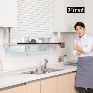 퍼스트 스톤S 높이조절되는 주방 싱크대 선반 900-310mm 설거지 그릇 부착식 컵 선반