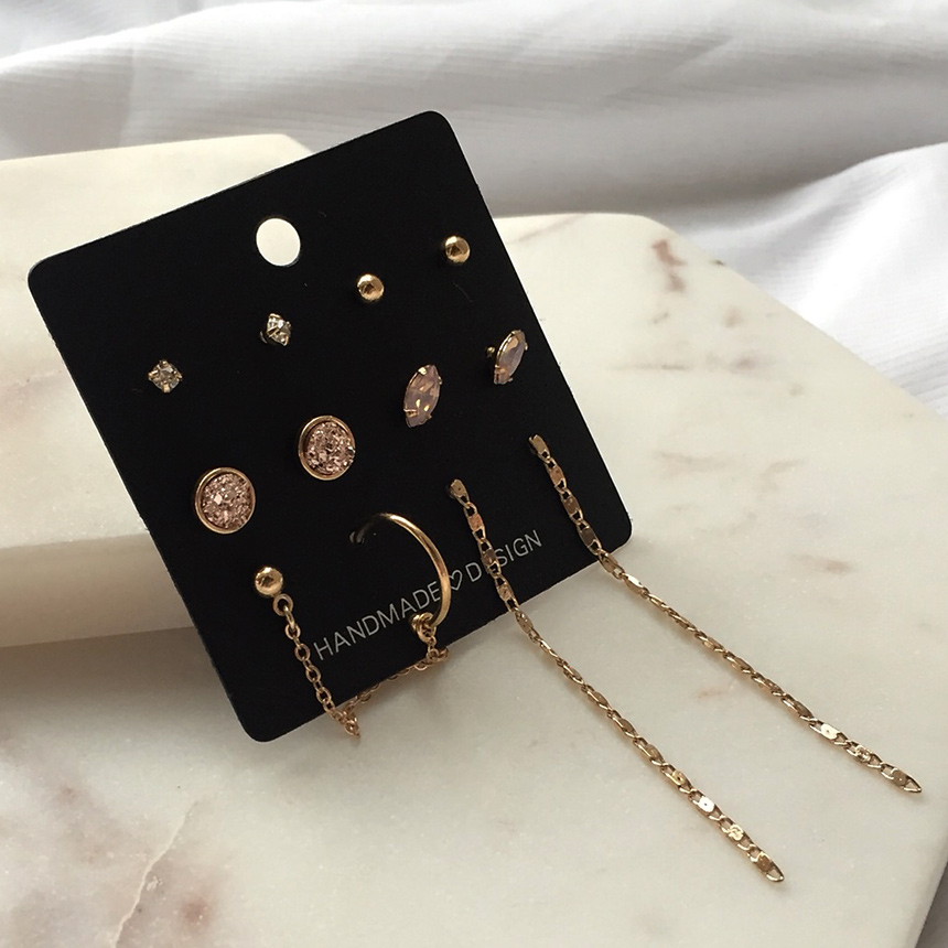 Black Velvet Mini Earrings Set Bold Modern Cubic D