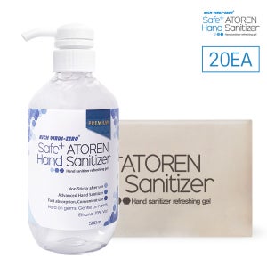 아토렌 프리미엄 손소독제 500ml 20개입 에탄올70% 젤타입 펌프형 대용량 병원용
